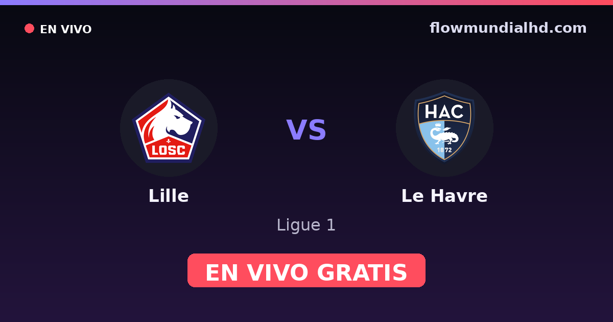Lille vs Le Havre — Ligue 1 — 10. Oktober 2026, 15:15 UTC · live und kostenlos sehen auf FlowMundial HD