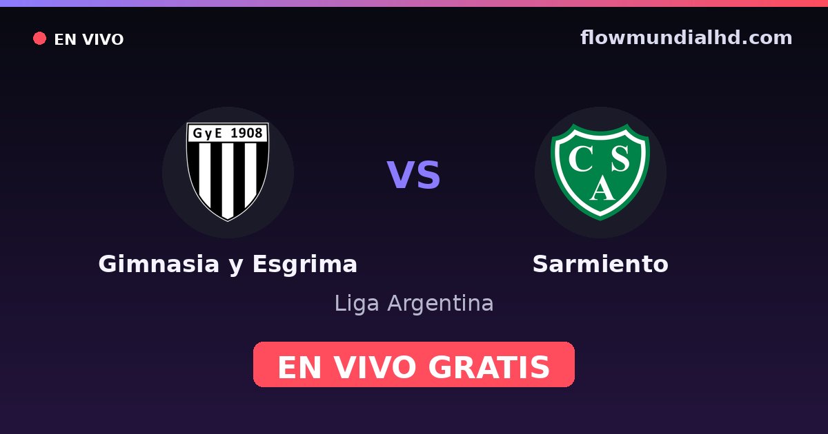 Gimnasia y Esgrima vs Sarmiento — Liga Argentina — 23 de octubre de 2026, 22:00 UTC · ver en vivo gratis en FlowMundial HD