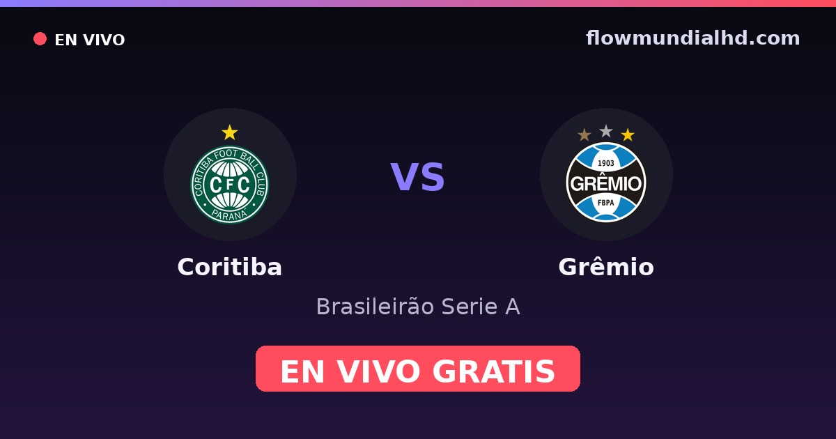 Coritiba vs Grêmio — Brasileirão Serie A — 26. Oktober 2026, 22:30 UTC · live und kostenlos sehen auf FlowMundial HD