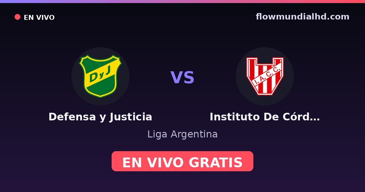 Defensa y Justicia vs Instituto De Córdoba — Liga Argentina — October 16, 2026, 22:00 UTC · watch live free on FlowMundial HD
