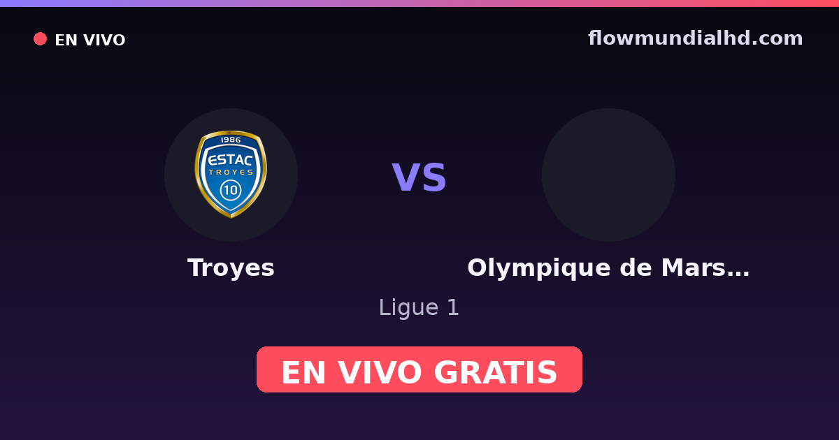Troyes vs Olympique de Marseille — Ligue 1 — 11 de octubre de 2026, 18:45 UTC · ver en vivo gratis en FlowMundial HD