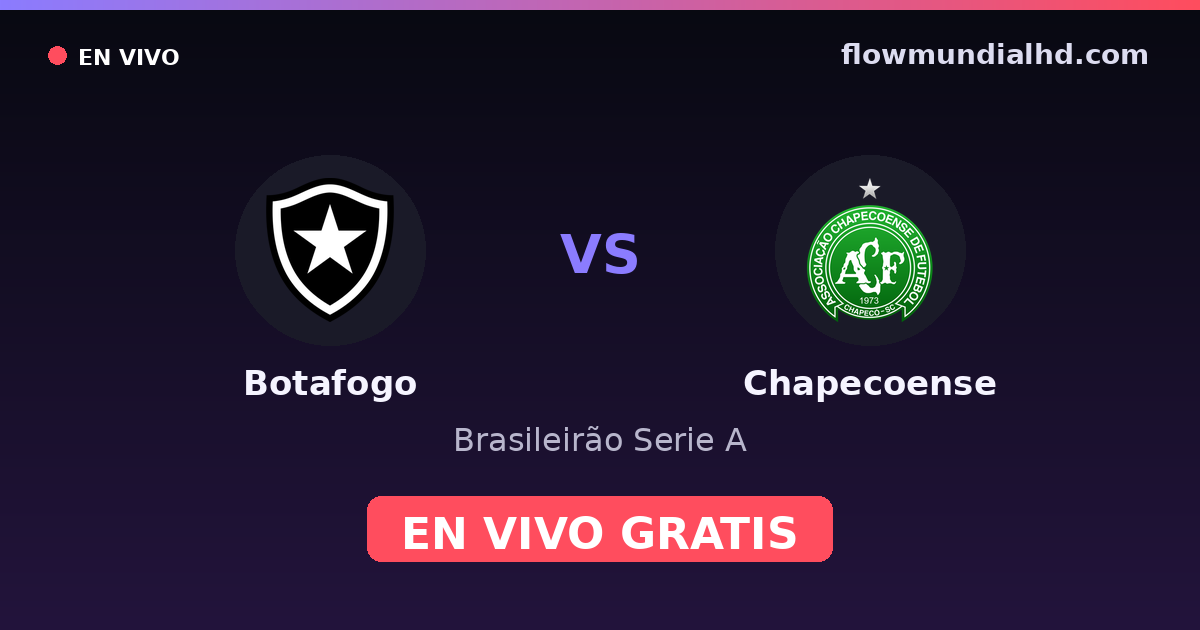 Botafogo vs Chapecoense — Brasileirão Serie A — October 17, 2026, 21:00 UTC · watch live free on FlowMundial HD