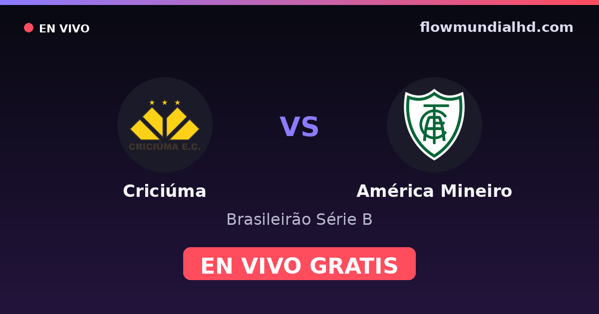 Criciúma vs América Mineiro — Brasileirão Série B — 12 octobre 2026, 22:30 UTC · regarder en direct gratuitement sur FlowMundial HD