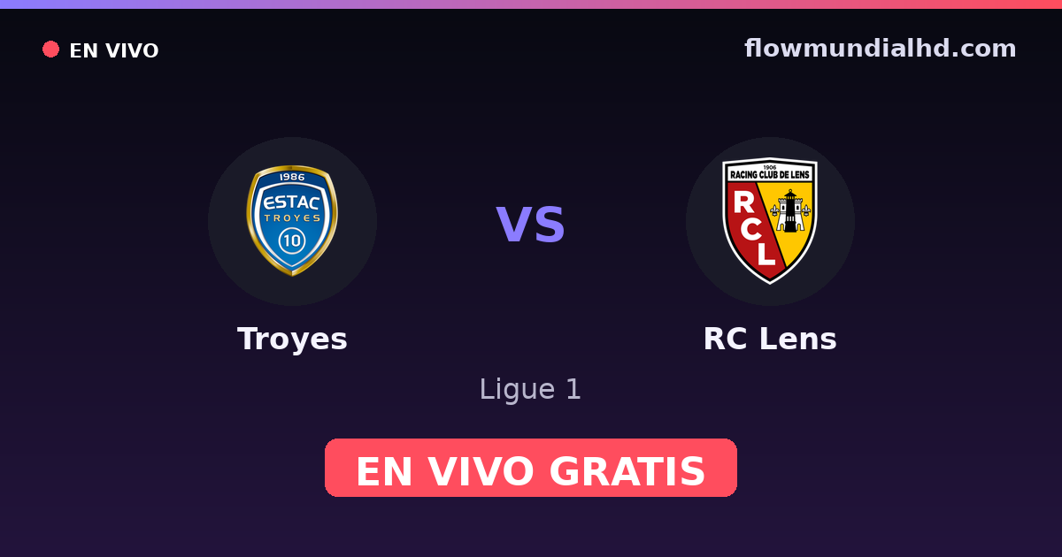 Troyes vs RC Lens — Ligue 1 — 17 de octubre de 2026, 18:45 UTC · ver en vivo gratis en FlowMundial HD