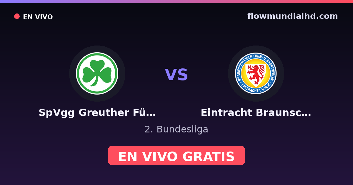 SpVgg Greuther Fürth vs Eintracht Braunschweig — 2. Bundesliga — 17 de octubre de 2026, 11:00 UTC · ver en vivo gratis en FlowMundial HD