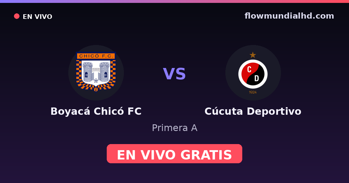 Boyacá Chicó FC vs Cúcuta Deportivo — Primera A — 13 de octubre de 2026, 01:10 UTC · ver en vivo gratis en FlowMundial HD