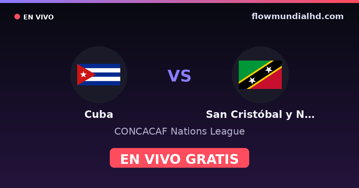 Cuba vs San Cristóbal y Nieves — CONCACAF Nations League — 5. Oktober 2026, 21:00 UTC · live und kostenlos sehen auf FlowMundial HD
